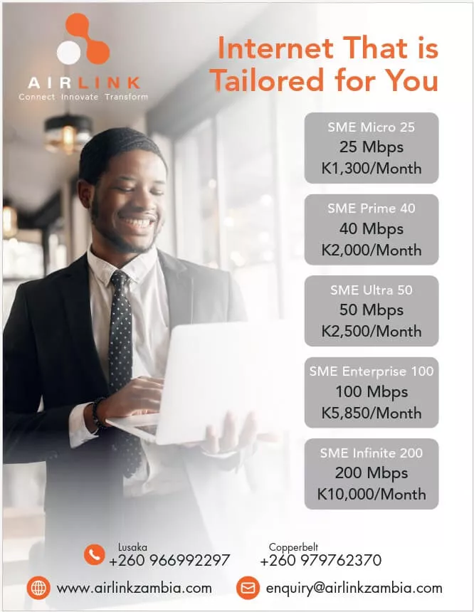 AirLink Zambia Promotional offers  New packages SME packages